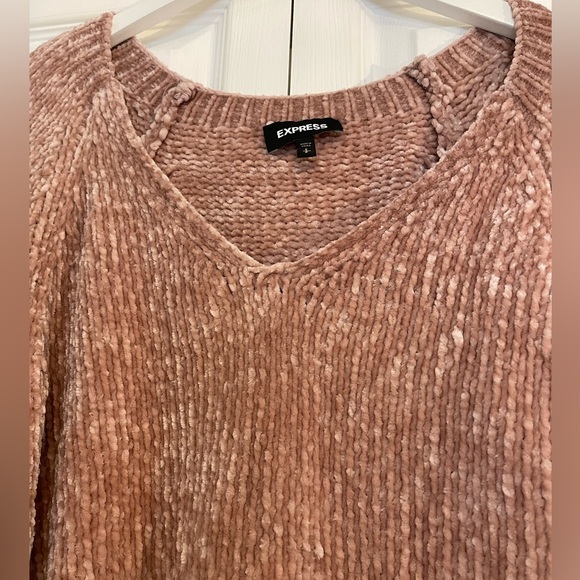 Express Super Soft Chenille Knit Long Sleeve Chunky V-neck Sweater Small - Picture 3 of 9